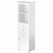 Tall Freestanding Storage Organizer Linen Tower, Vanity Closet, Bathroom Cabinet with 2 Open shelves, 3 Drawers, and a Closet